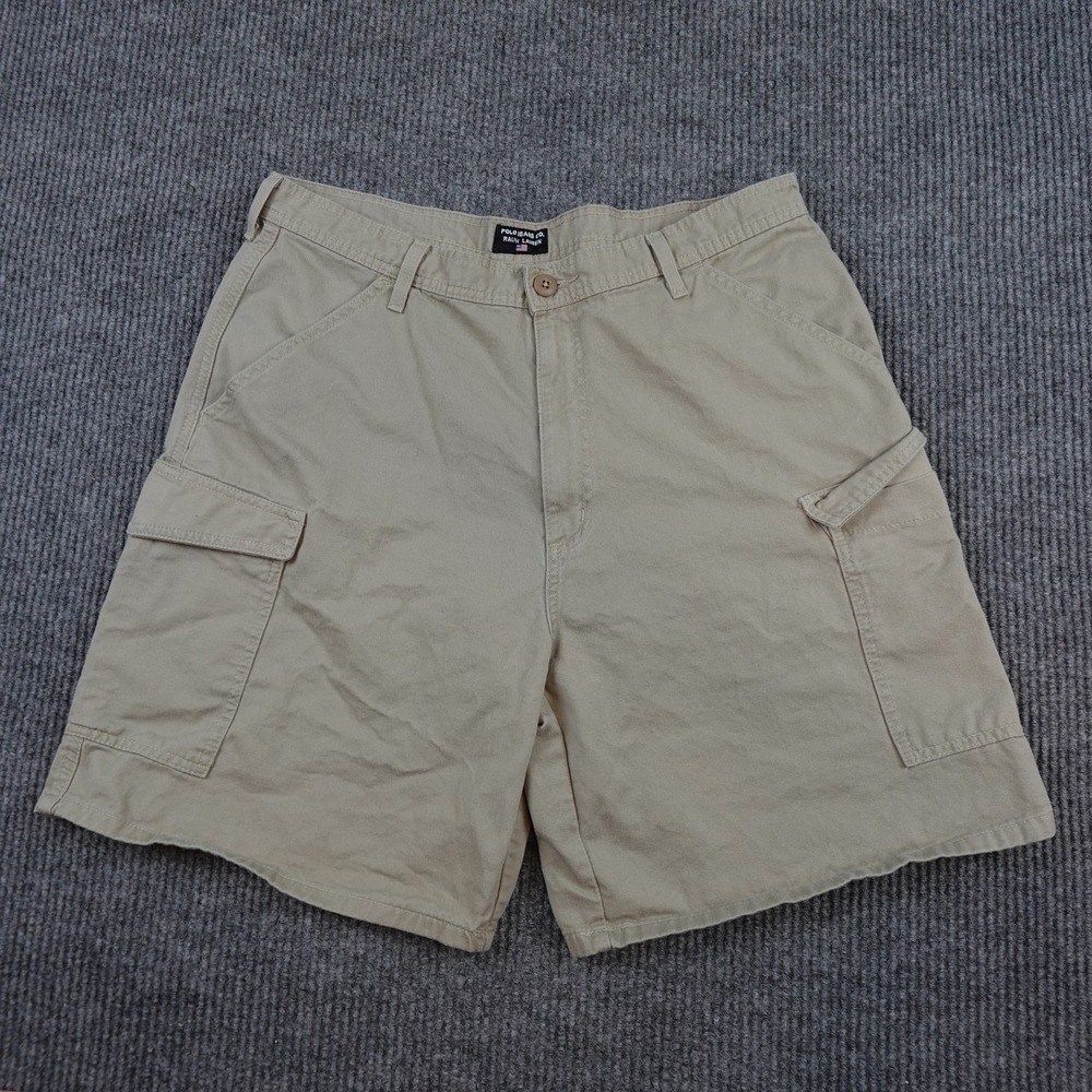 Vintage Polo Jeans Ralph Lauren Cargo Shorts Mens 36 Beige Cotton Relaxed